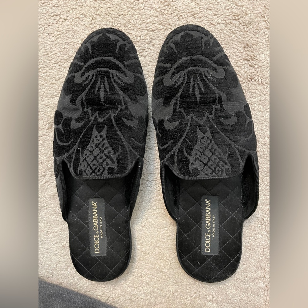 Dolce & Gabbana Men's Velvet Slides -Leather Sandals